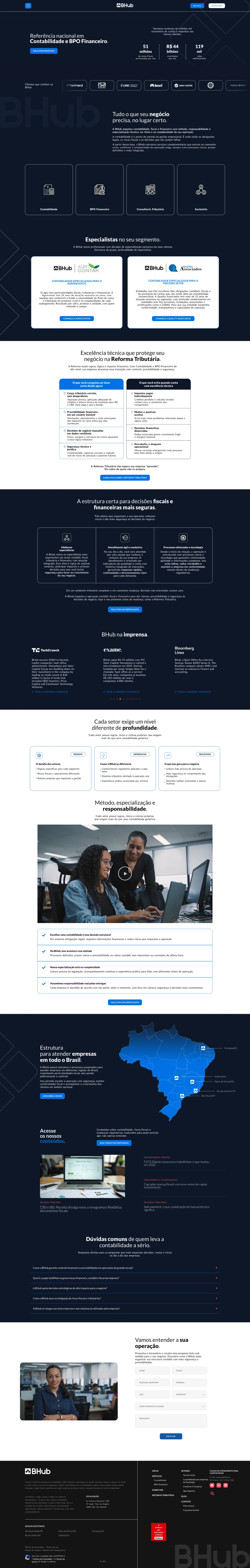 Homepage completa da BHub em alta resolução