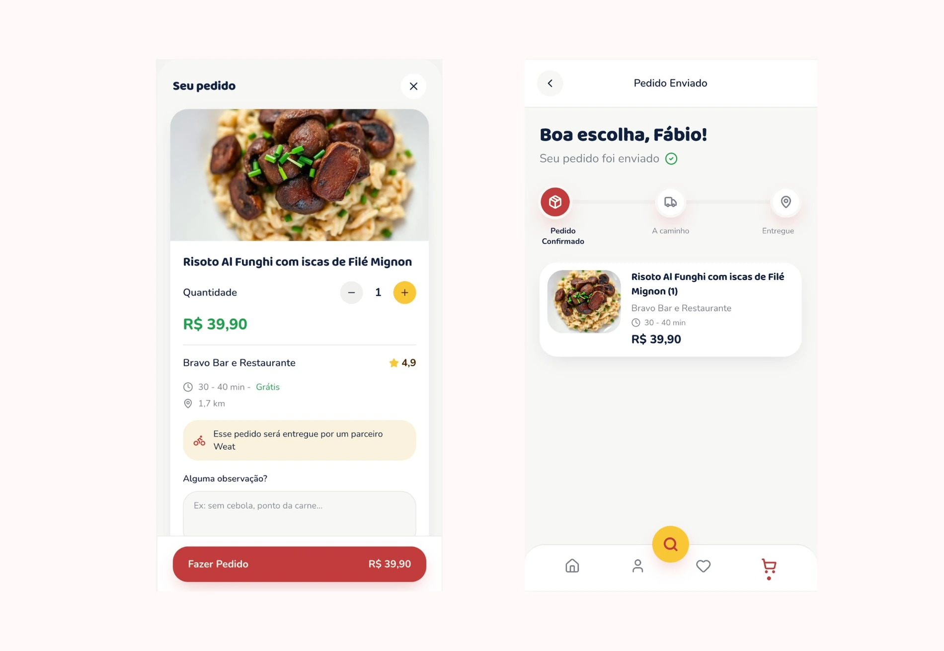 Weat order screens